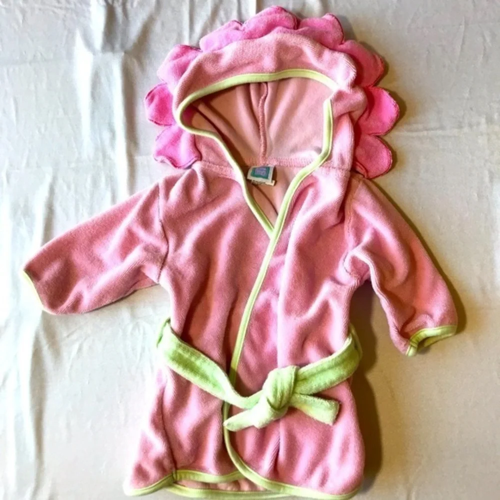 Little Me Pink Baby Hooded Robe-Size 0-9 Months